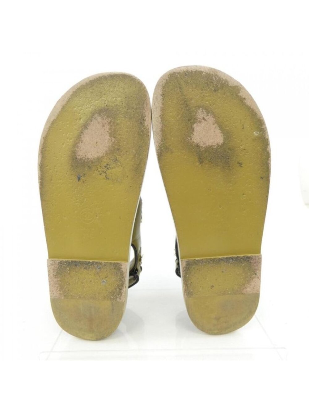 Chanel Size 37 Lambskin Khaki Sandals - Picture 4 of 6